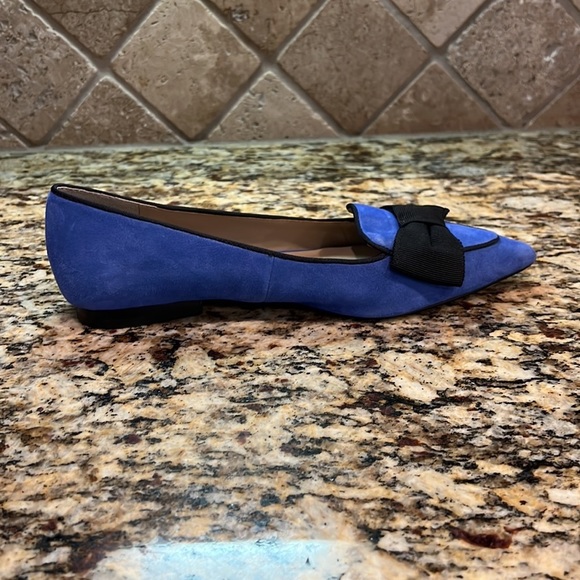 Ann Taylor Suede Bow Pointy Toe Loafer Flats Blue Size 6.5 - Picture 10 of 13